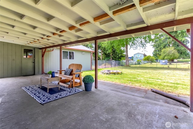13812 Golden Given Rd E, Tacoma, WA 98445 - view of patio with a fire pit