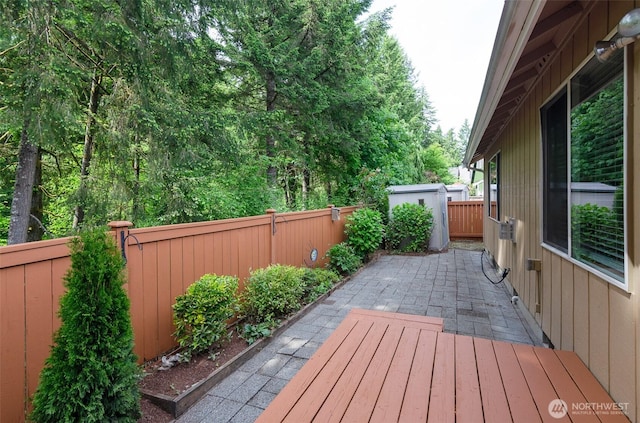 821 Sarah Ct NW, Olympia, WA 98502 - wooden terrace featuring a fenced backyard and a patio