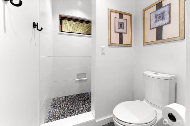19 Davelaar Dr, Mazama, WA 98833 - bathroom with a stall shower, toilet, and baseboards