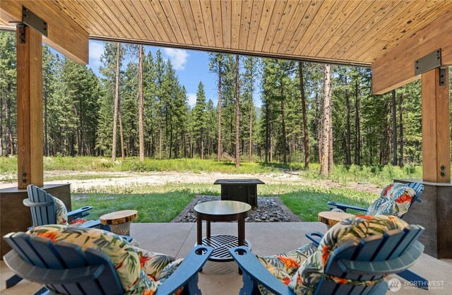 19 Davelaar Dr, Mazama, WA 98833 - view of patio featuring a view of trees