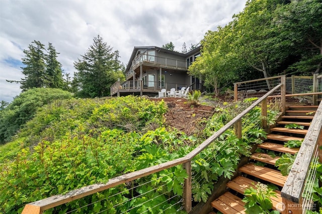 2778 N Nugent Rd N, Lummi Island, WA 98262 - view of yard with stairway and a wooden deck