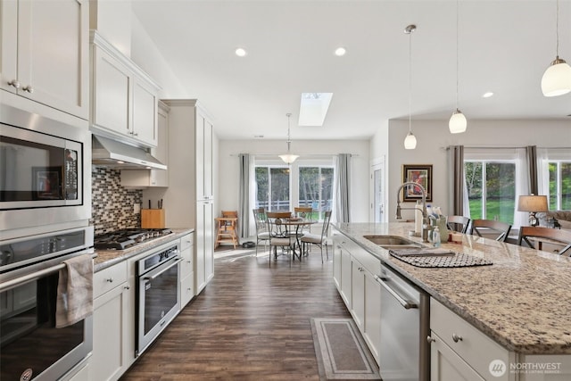 1172 Matterhorn Loop, Camano Island, WA 98282 - kitchen with stainless steel appliances, a sink, plenty of natural light, under cabinet range hood, and recessed lighting