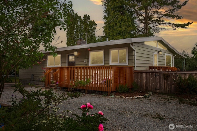 1302 Park Ave, Snohomish, WA 98290 - single story home with a wooden deck and a chimney