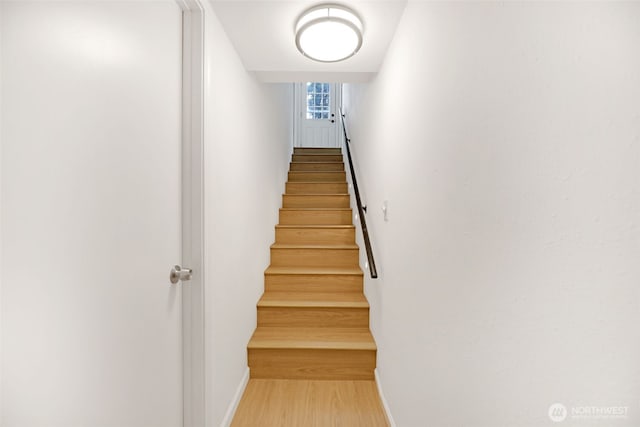 1302 Park Ave, Snohomish, WA 98290 - staircase featuring baseboards and wood finished floors