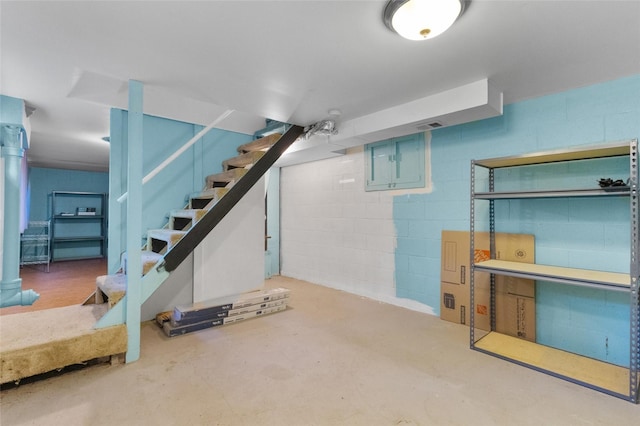 7715 236th St SW, Edmonds, WA 98026 - finished below grade area with concrete block wall and stairway