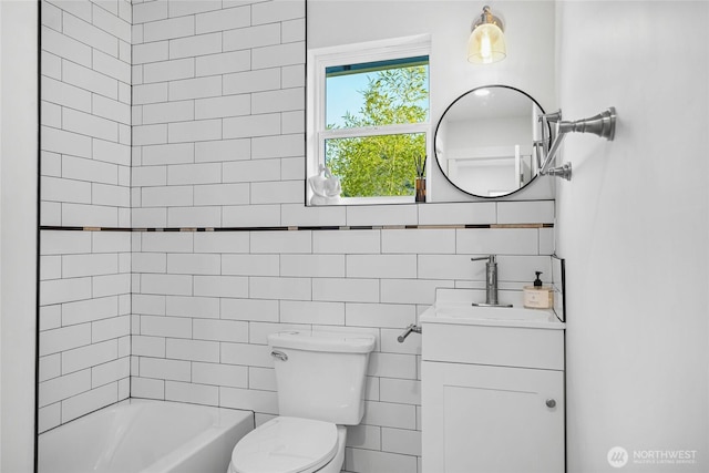 3514 S Tyler St, Tacoma, WA 98409 - bathroom with vanity, toilet, and washtub / shower combination