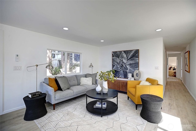275 Maple St, Camano Island, WA 98282 - living room featuring light wood-type flooring and recessed lighting