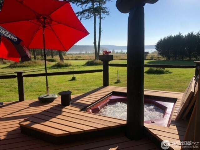 54 Center View Dr, Decatur Island, WA 98221 - wooden deck featuring a lawn