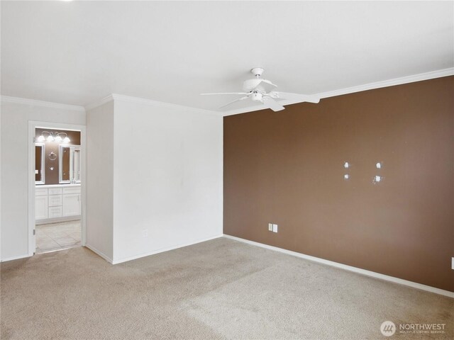 1015 SW 348th Pl, Federal Way, WA 98023 - unfurnished room with crown molding, carpet floors, a ceiling fan, and baseboards