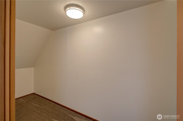 46 Wildwood Ln, Cathlamet, WA 98612 - bonus room with vaulted ceiling, dark colored carpet, and baseboards