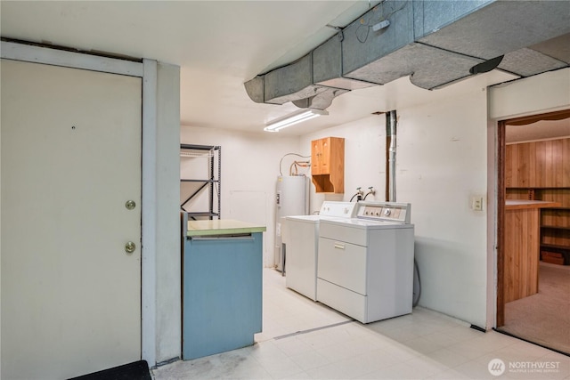 1515 19th Ave, Longview, WA 98632 - washroom featuring washer and dryer, cabinet space, and water heater