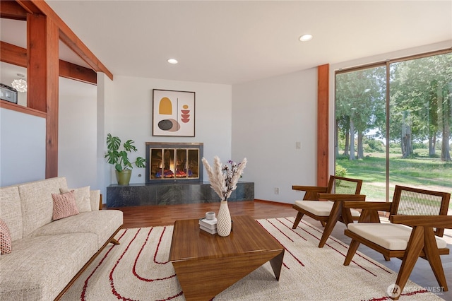 2877 N Nugent Rd N Unit M3, Lummi Island, WA 98262 - living room with a premium fireplace, recessed lighting, and wood finished floors