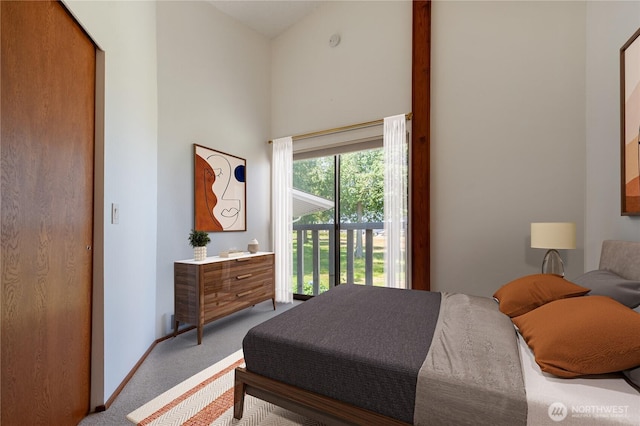 2877 N Nugent Rd N Unit M3, Lummi Island, WA 98262 - bedroom featuring carpet flooring, a towering ceiling, and baseboards