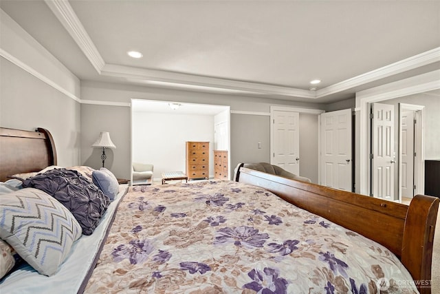 12153 SE 307th Pl, Auburn, WA 98092 - bedroom featuring a tray ceiling, recessed lighting, and ornamental molding