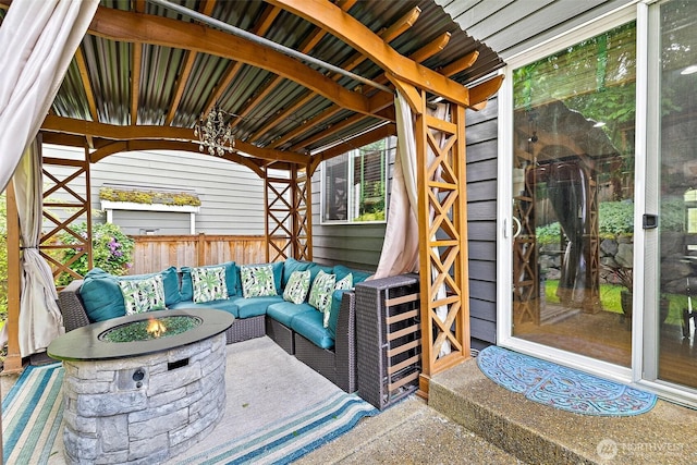 12153 SE 307th Pl, Auburn, WA 98092 - view of patio / terrace featuring an outdoor living space with a fire pit