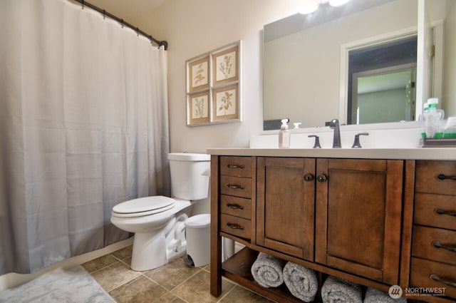 17639 Dusty Ct SW, Tenino, WA 98589 - full bath with toilet, vanity, tile patterned flooring, and a shower with curtain