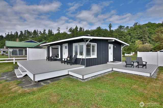 3596 Shell St, Greenbank, WA 98253 - rear view of house with board and batten siding and a deck