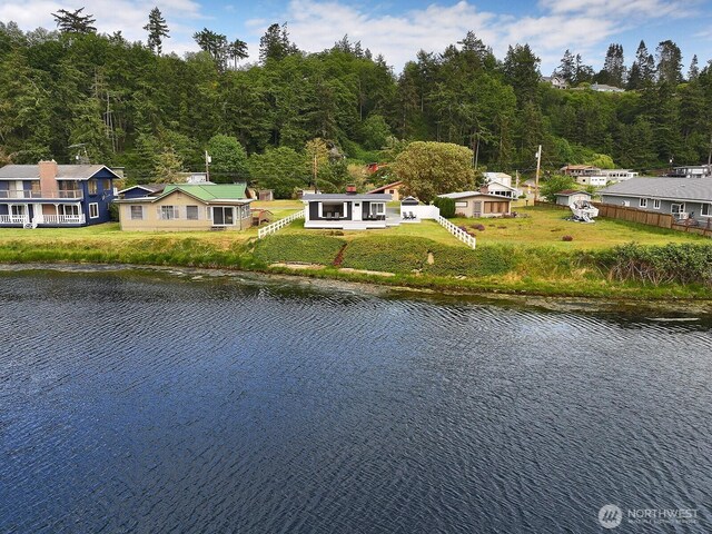 3596 Shell St, Greenbank, WA 98253 - aerial view of a large body of water and a forest