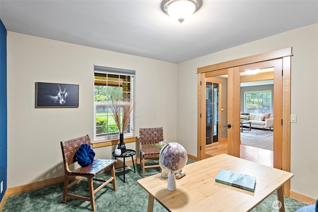 20460 Noll Rd NE, Poulsbo, WA 98370 - home office with french doors, baseboards, and carpet flooring