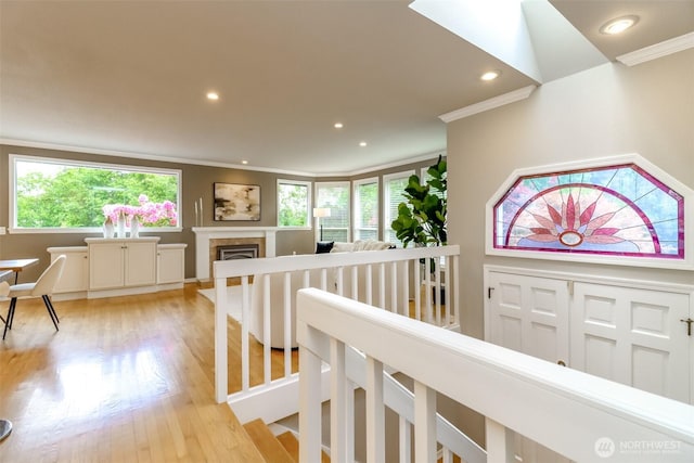 11633 132nd Ct NE, Redmond, WA 98052 - hall with ornamental molding, recessed lighting, and light wood-style flooring