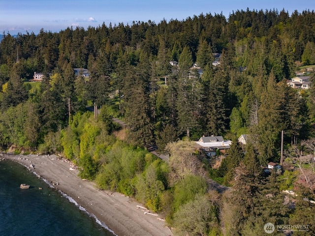 2579 W Shore Dr, Lummi Island, WA 98262 - aerial view of property and surrounding area with a heavily wooded area and a large body of water