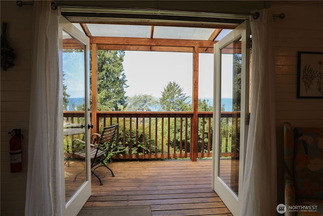 2579 W Shore Dr, Lummi Island, WA 98262 - doorway to outside featuring hardwood / wood-style flooring