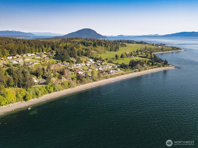 2579 W Shore Dr, Lummi Island, WA 98262 - drone / aerial view of a water and mountain view and a heavily wooded area