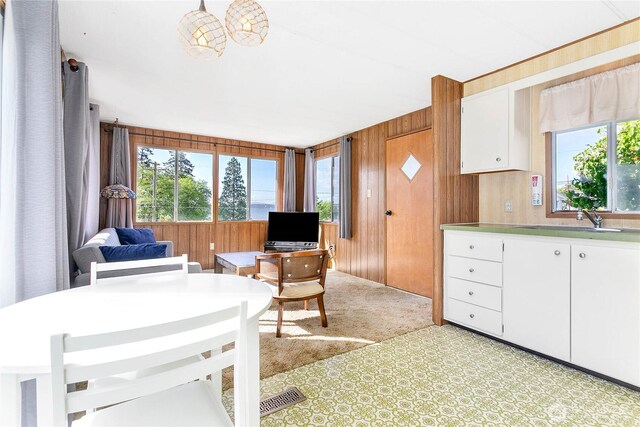 5142 Seaview Dr, Blaine, WA 98230 - living area with wood walls, healthy amount of natural light, and light colored carpet