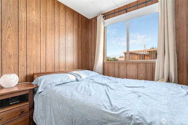 5142 Seaview Dr, Blaine, WA 98230 - bedroom featuring wooden walls