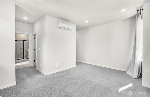 8922 NE 173rd Pl Unit A, Bothell, WA 98011 - spare room with a wall mounted air conditioner, carpet, and recessed lighting