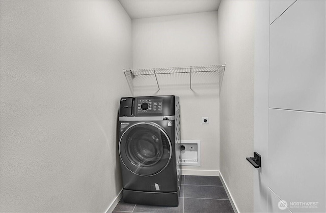8922 NE 173rd Pl Unit A, Bothell, WA 98011 - laundry area with washer / clothes dryer and dark tile patterned floors