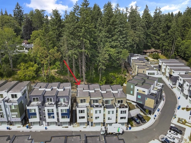 8922 NE 173rd Pl Unit A, Bothell, WA 98011 - aerial perspective of suburban area featuring a heavily wooded area
