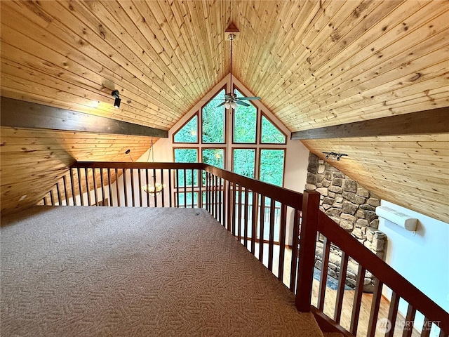 10802 NE 27th Ct, Vancouver, WA 98686 - additional living space featuring a ceiling fan, vaulted ceiling, carpet flooring, and wooden ceiling