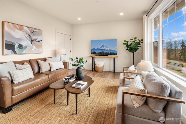11407 73rd Ave NE, Arlington, WA 98223 - living room with wood finished floors, recessed lighting, and baseboards