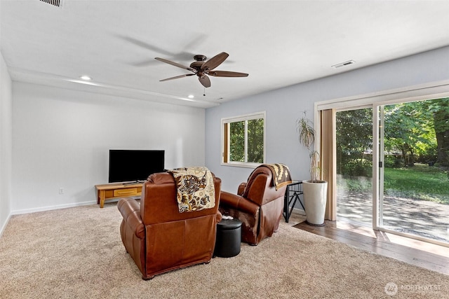 26005 225th Ct SE, Maple Valley, WA 98038 - living room with ceiling fan, recessed lighting, and baseboards