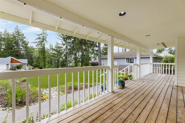 140 E Mountain View Dr, Allyn, WA 98524 - wooden terrace featuring a lawn