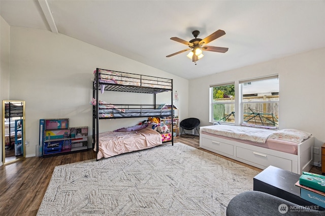 17419 11th Avenue Ct E, Spanaway, WA 98387 - bedroom featuring lofted ceiling, wood finished floors, and a ceiling fan