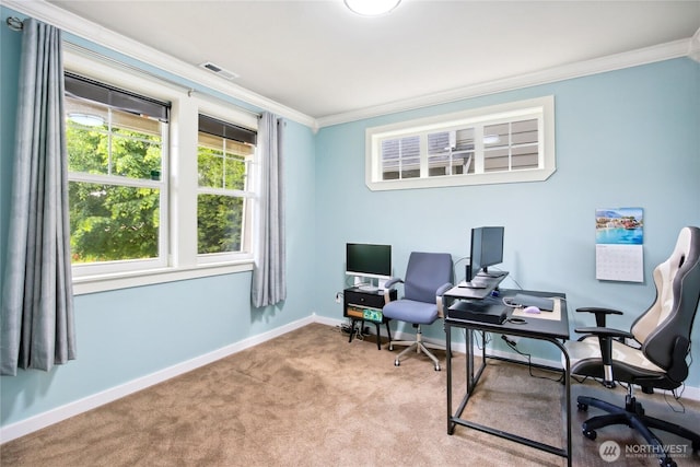2529 10th Ct SE, Olympia, WA 98501 - carpeted home office with crown molding and baseboards