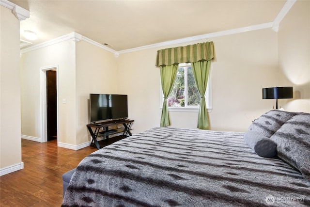 2529 10th Ct SE, Olympia, WA 98501 - bedroom featuring ornamental molding, wood finished floors, and baseboards