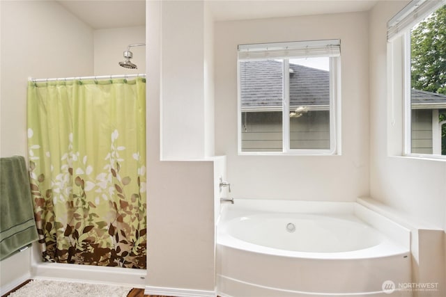 2529 10th Ct SE, Olympia, WA 98501 - full bathroom with a garden tub and a shower with curtain