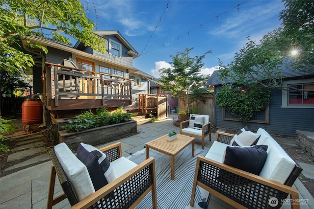 528 N 83rd St, Seattle, WA 98103 - view of patio featuring outdoor lounge area and a deck
