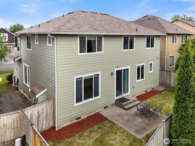 3808 Wildspitz St SE, Lacey, WA 98503 - back of property with a patio, roof with shingles, and crawl space