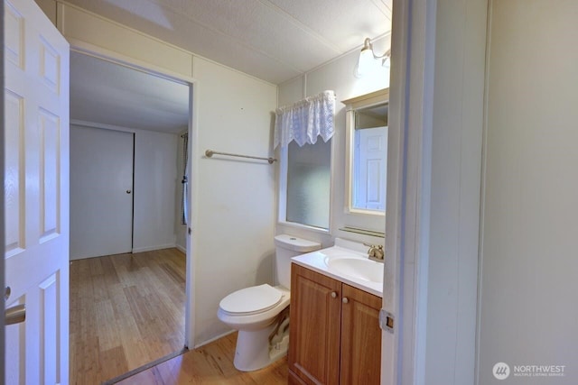 7300 V Pl, Long Beach, WA 98631 - bathroom with wood finished floors, vanity, and toilet