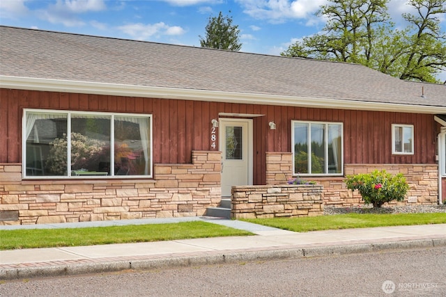 284 Division Ave, Morton, WA 98356 - view of front of property with stone siding and a shingled roof