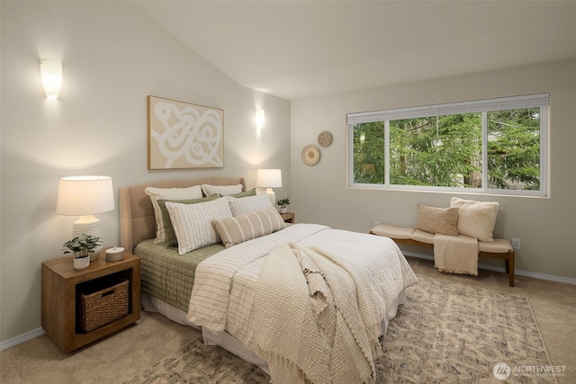 1045 156th Ave NE, Bellevue, WA 98007 - bedroom featuring carpet floors, vaulted ceiling, and baseboards