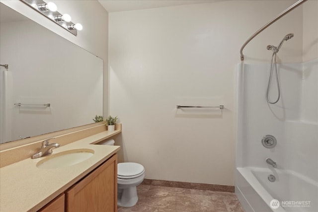18930 Bothell Everett Hwy Unit V201, Bothell, WA 98012 - full bathroom with vanity, toilet, baseboards, and shower / tub combination