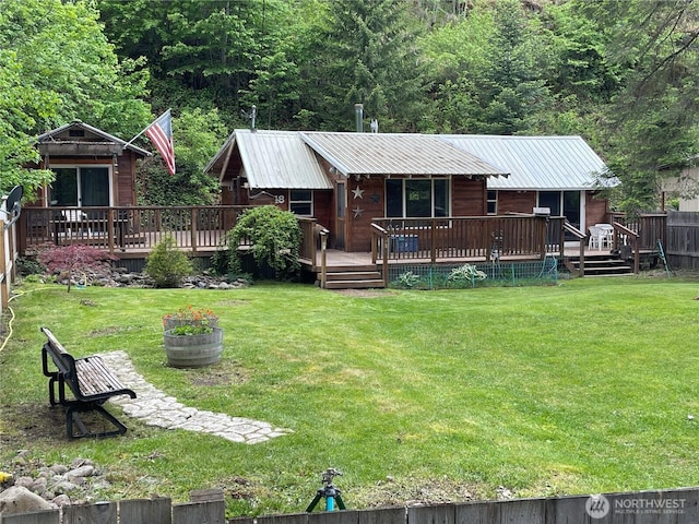 48 Blue Jay Loop, Walla Walla, WA 99362 - view of yard with a deck and a wooded view
