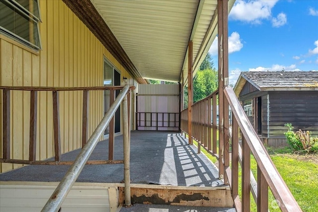 315 Washington St, Pe Ell, WA 98572 - wooden deck featuring an outdoor structure