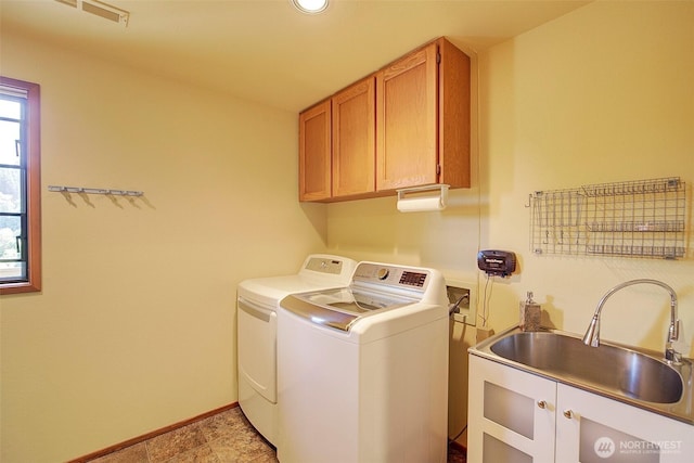 9430 Hoeder Ln, Bothell, WA 98011 - laundry room featuring cabinet space, washer and clothes dryer, and baseboards