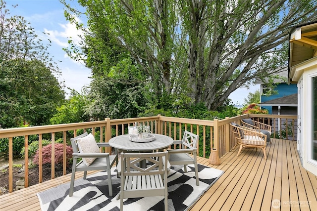 3929 SW Elmgrove St, Seattle, WA 98136 - wooden terrace with outdoor dining space